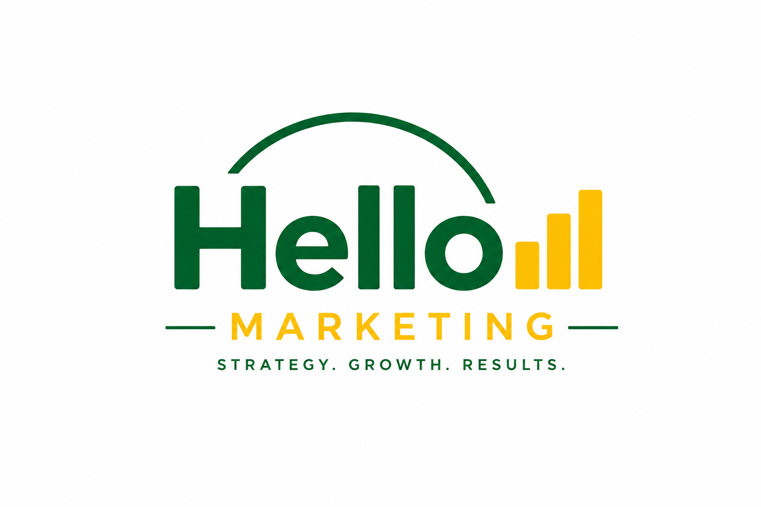 Hello Marketing Official Strategy Growth Results Logo